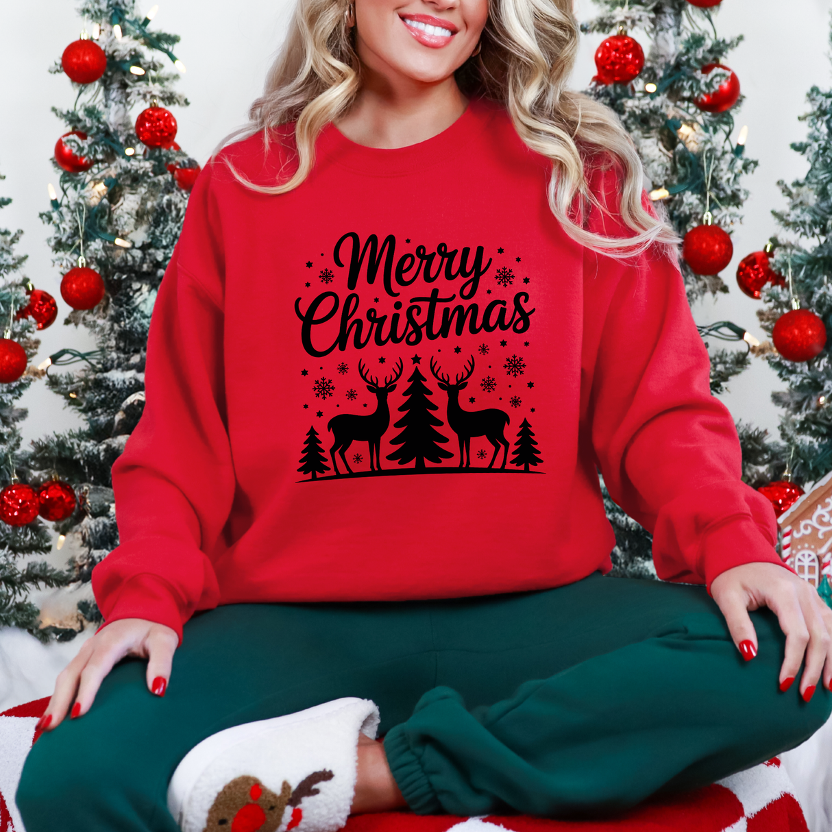 Merry Christmas Deer | Graphic Sweatshirt