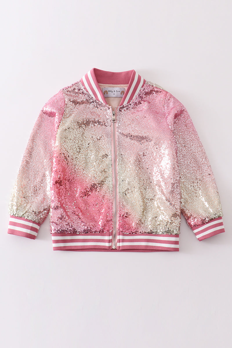 Pink Ombré Magic Bomber Jacket by Abby & Evie