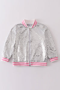 Silver Shimmer Dream Bomber Jacket by Abby & Evie