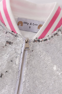 Silver Shimmer Dream Bomber Jacket by Abby & Evie