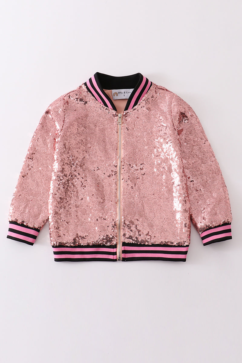 Pink Stardust Glam Bomber Jacket by Abby & Evie