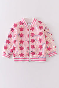 Twinkling Pink Star Bomber Jacket by Abby & Evie