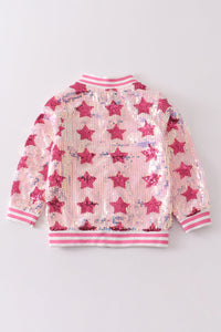 Twinkling Pink Star Bomber Jacket by Abby & Evie
