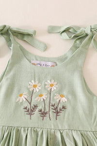 Sage Floral Embroidered Linen Dress by Abby & Evie