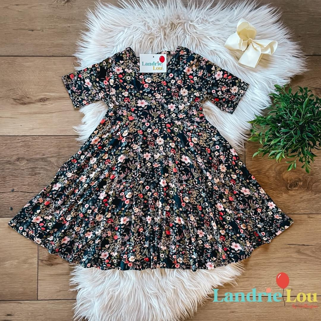 Dainty Floral Bamboo Twirl Dress by Landrie Lou