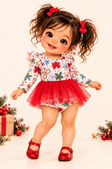 Christmas Bows Baby Skirted Bubble | Pete and Lucy