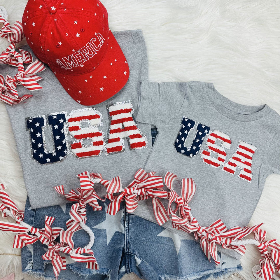 USA Chenille Patch | Kid's Graphic Tee