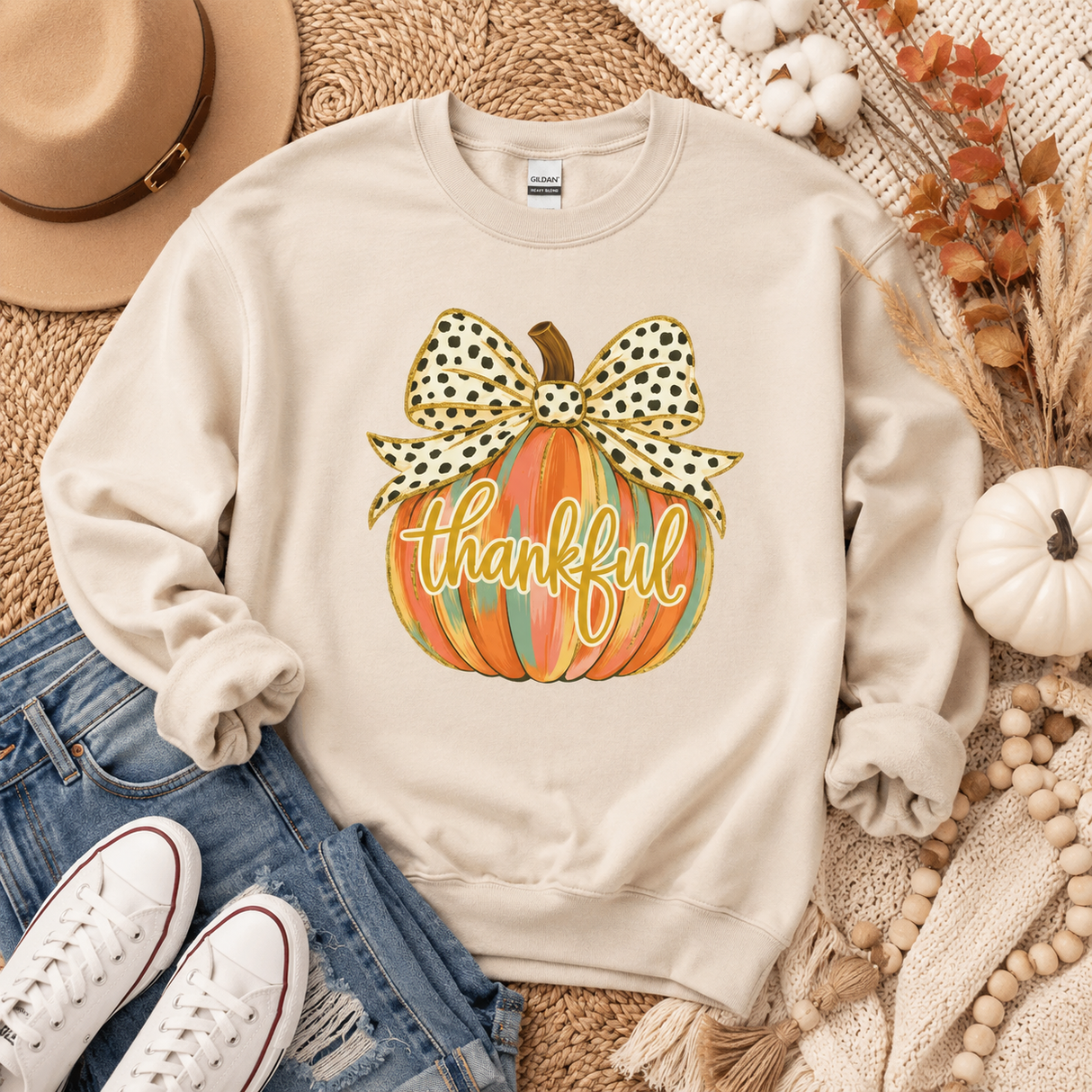 Colorful Thankful Pumpkin Sweatshirt | Women's