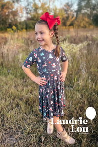 Santa & Reindeer Bamboo Dress by Landrie Lou