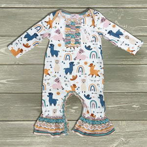 Llama Party Baby Romper by Pete + Lucy