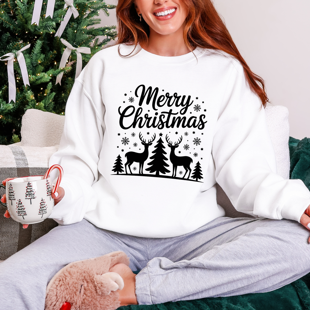 Merry Christmas Deer | Graphic Sweatshirt