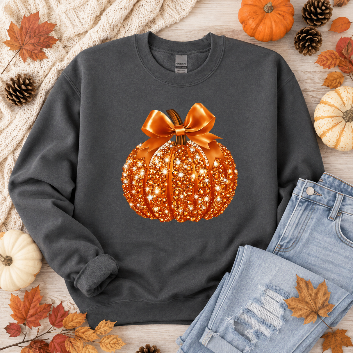 Disco Glitter Pumpkin Sweatshirt | Women's