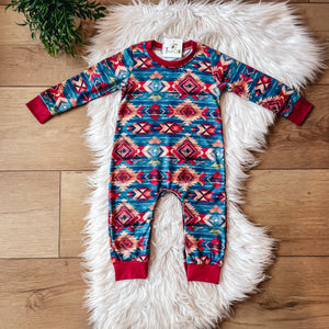 Southwest Maroon Baby Romper by Twocan **PREORDER**