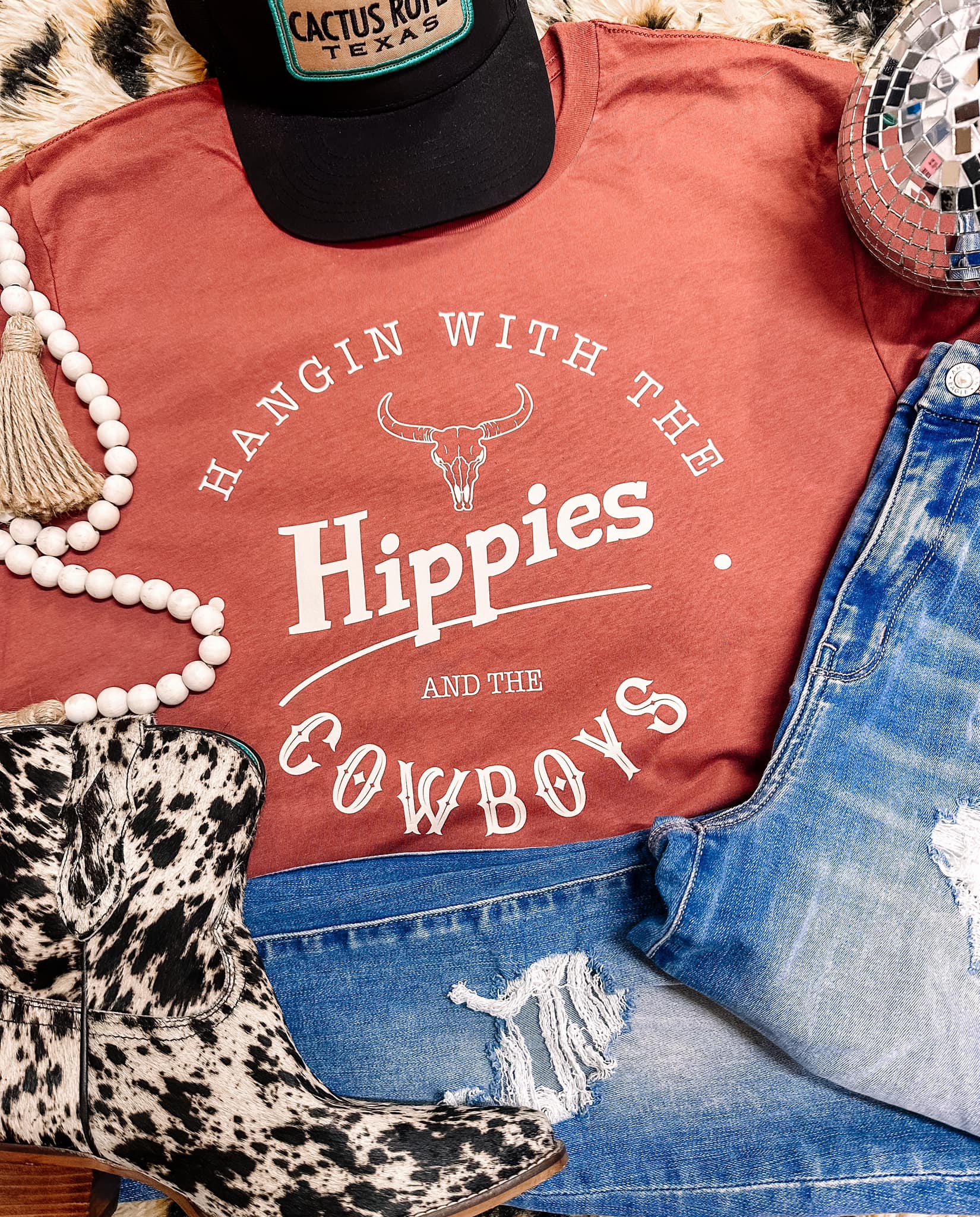 Hangin with the Hippies & The Cowboys Graphic Tee