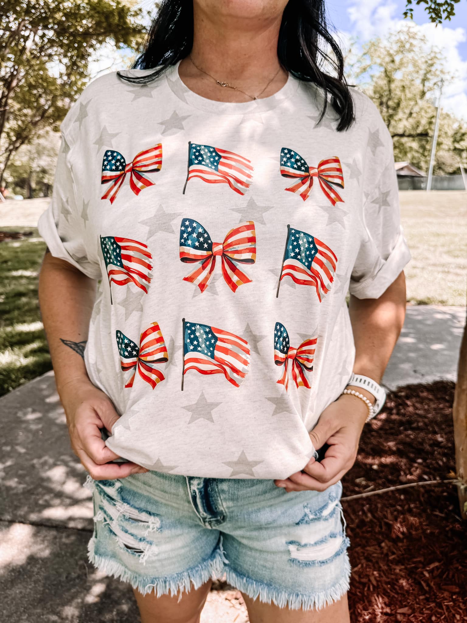 Natural Star Patriotic Coquette Flag | Women's Graphic Tee