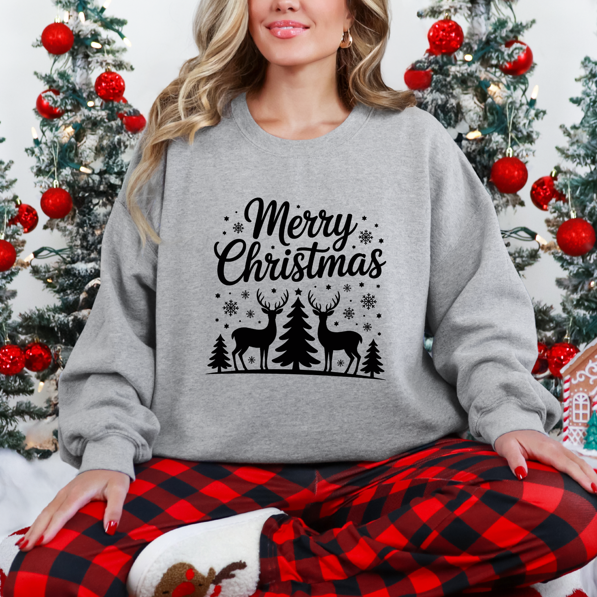 Merry Christmas Deer | Graphic Sweatshirt