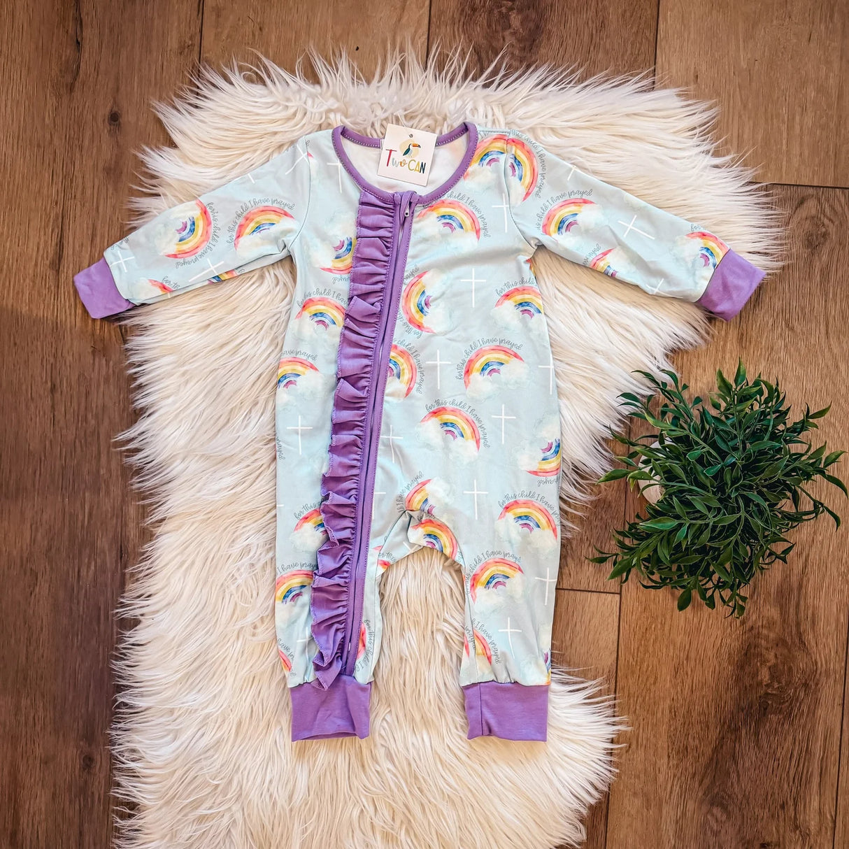 I Prayed for This Child Ruffle Zippie Romper | TwoCan