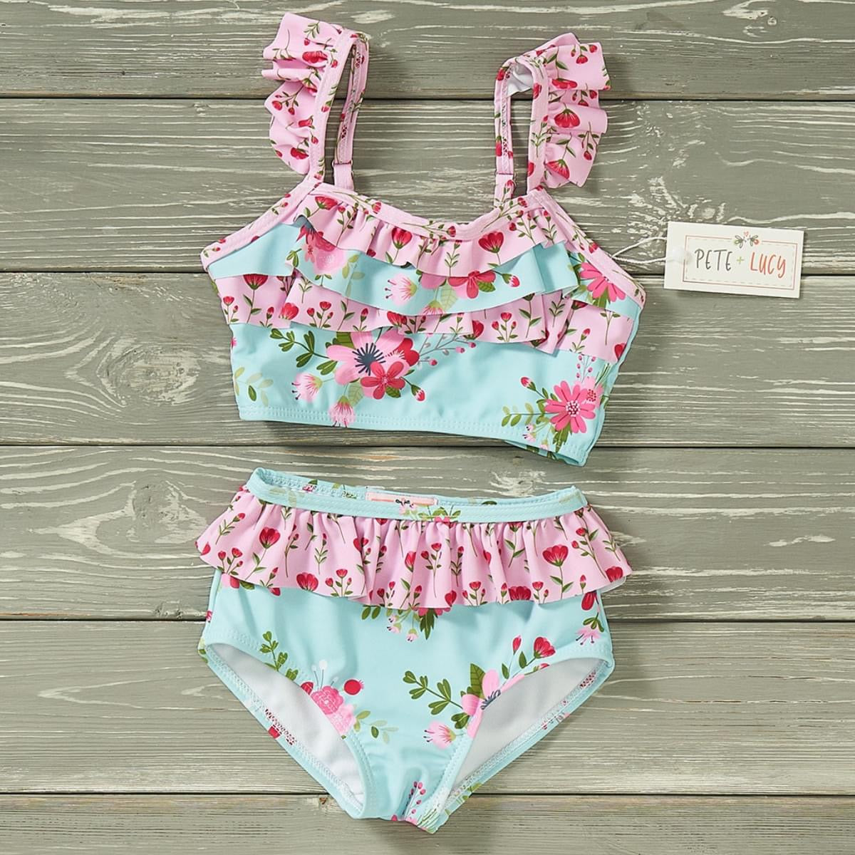 Vintage Floral Two Piece Swim Set by Pete and Lucy
