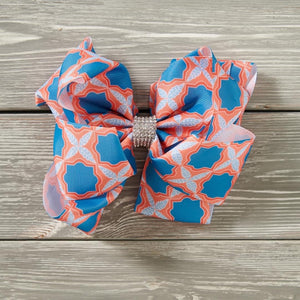 Teal and Orange Medley Deluxe Bow by Pete and Lucy