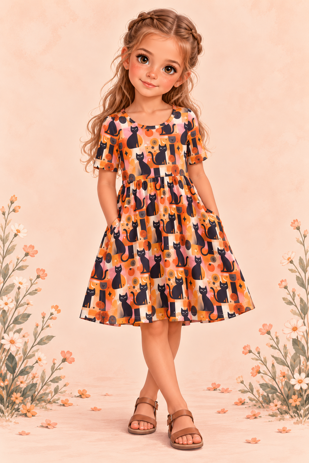 Black Cat Magic Bamboo Twirl Dress | Landrie Lou