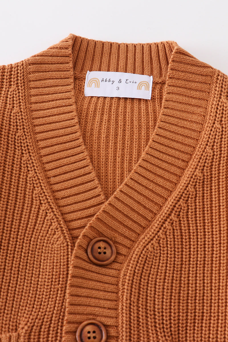 Khaki Oversized Pocket Cardigan Sweater by Abby & Evie