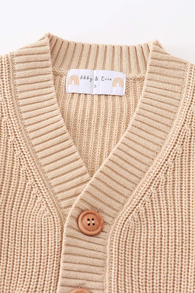 Apricot Oversized Pocket Cardigan Sweater by Abby & Evie