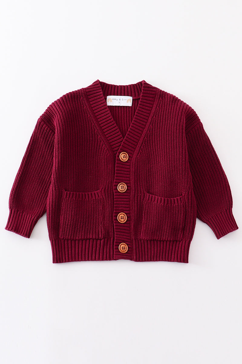 Maroon Oversized Pocket Cardigan by Abby & Evie