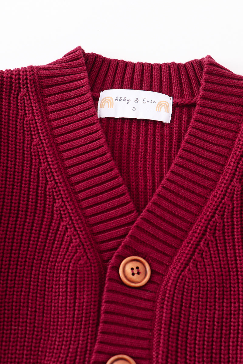 Maroon Oversized Pocket Cardigan by Abby & Evie