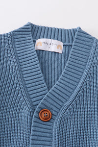 Blue Oversized Pocket Cardigan Sweater by Abby & Evie