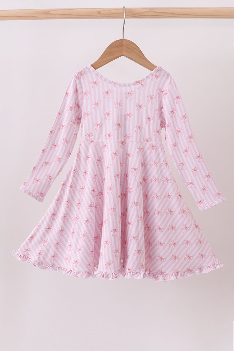 Pink Ribbon Stripe Bamboo Twirl Dress