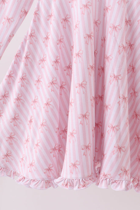 Pink Ribbon Stripe Bamboo Twirl Dress
