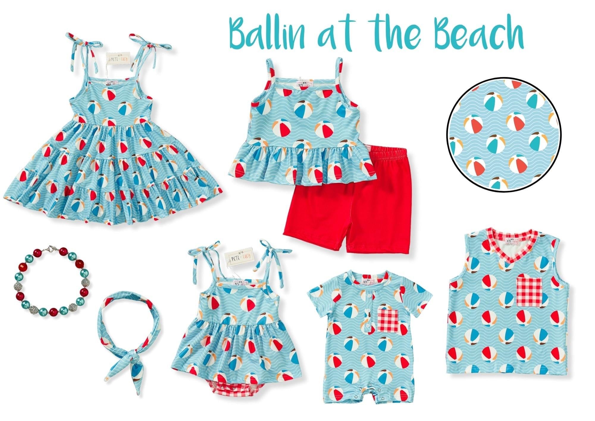 Ballin’ at the Beach Skirted Baby Romper By Pete and Lucy