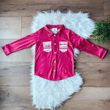 Maroon Striped Button Up Tee by Twocan