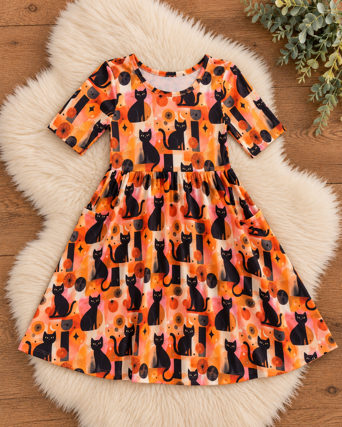Black Cat Magic Bamboo Twirl Dress | Landrie Lou