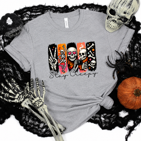 Halloween Stay Creepy Skull Graphic Tee | Women's