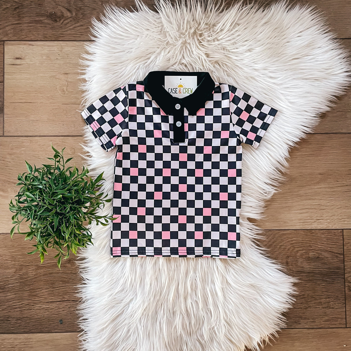 Pink Checkered Polo by Case & Crew