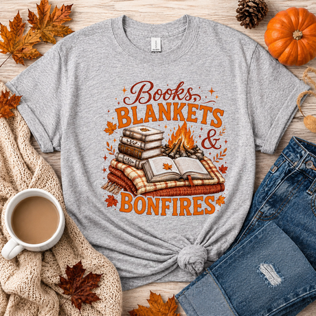 Books, Blankets & Bonfires Graphic Tee | Women's