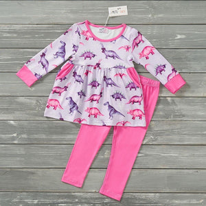 Snowy Dinos Two-Piece Pants Set by Pete and Lucy