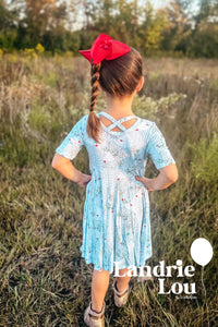 Winter Birds Bamboo Twirl Dress by Landrie Lou