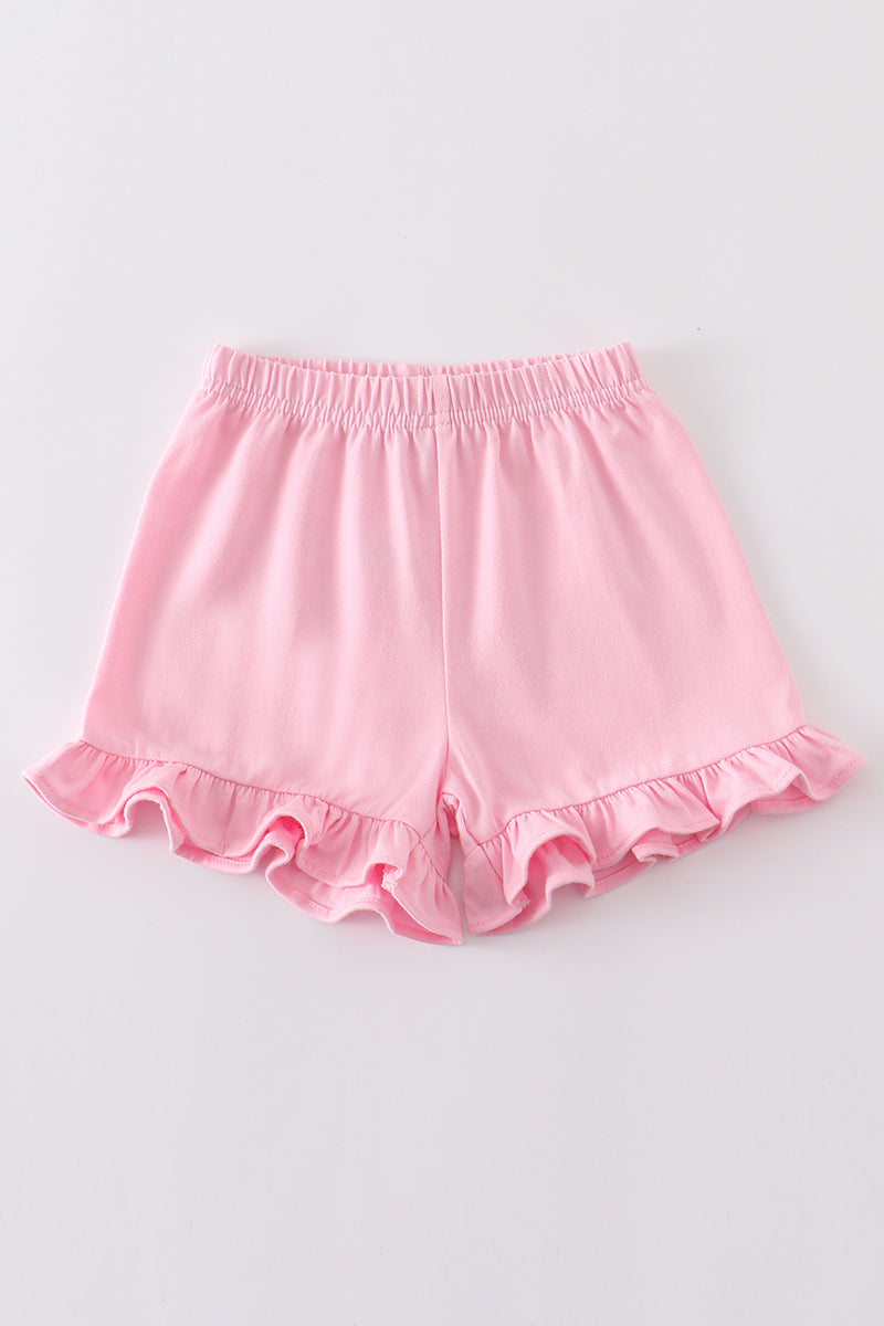 Soft Blush Ruffle Shorts by Abby & Evie