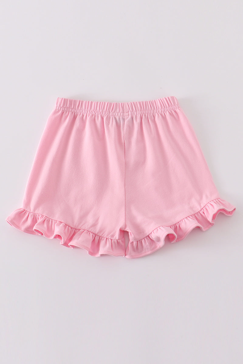 Soft Blush Ruffle Shorts by Abby & Evie