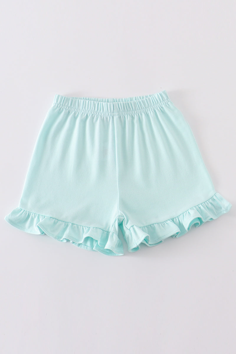 Soft Mint Ruffle Shorts by Abby & Evie