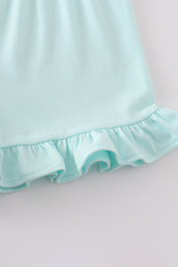 Soft Mint Ruffle Shorts by Abby & Evie