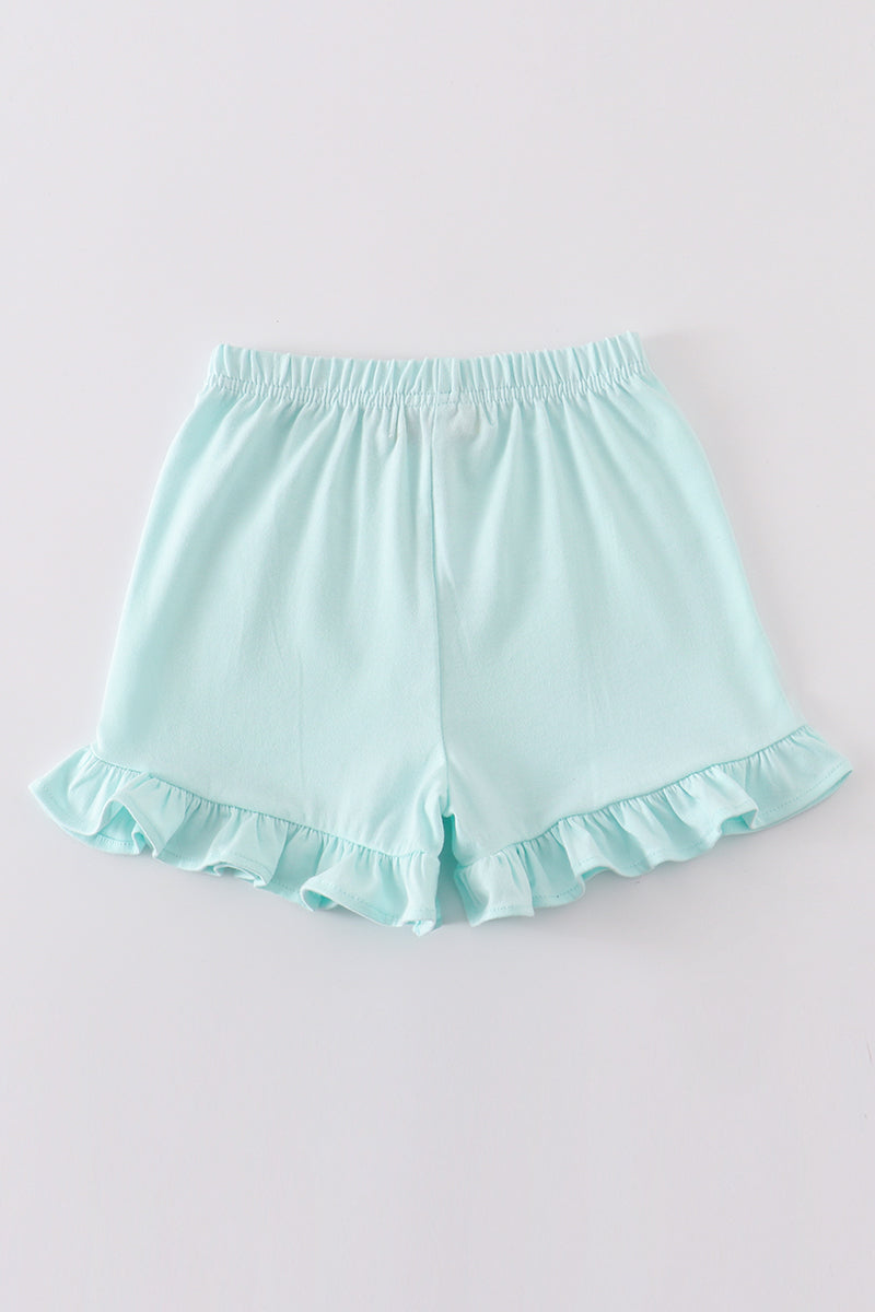 Soft Mint Ruffle Shorts by Abby & Evie