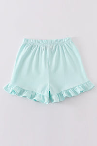 Soft Mint Ruffle Shorts by Abby & Evie