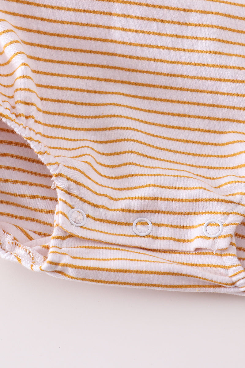 Tractor Stripe Ruffled Baby Romper by Abby & Evie