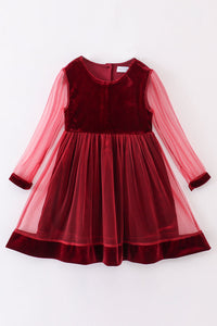 Ruby Red Radiance Velvet Dress by Abby & Evie