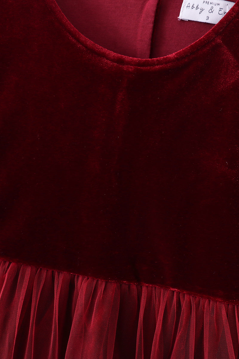 Ruby Red Radiance Velvet Dress by Abby & Evie