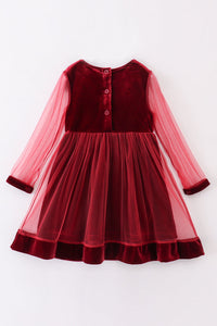 Ruby Red Radiance Velvet Dress by Abby & Evie