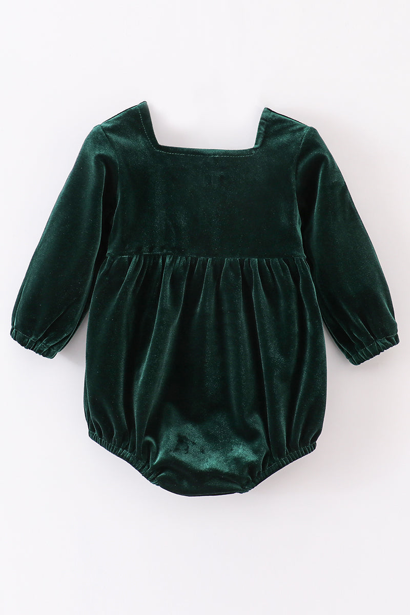 Emerald Green Lace-Trimmed Baby Bubble by Abby & Evie